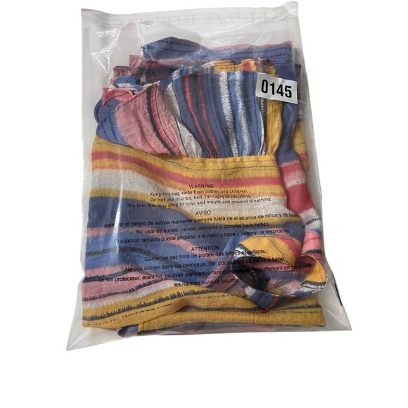 Zac & Rachel Top L Multicolor Striped‎ Ruffle Sleeve Blouse Large - Picture 11 of 11